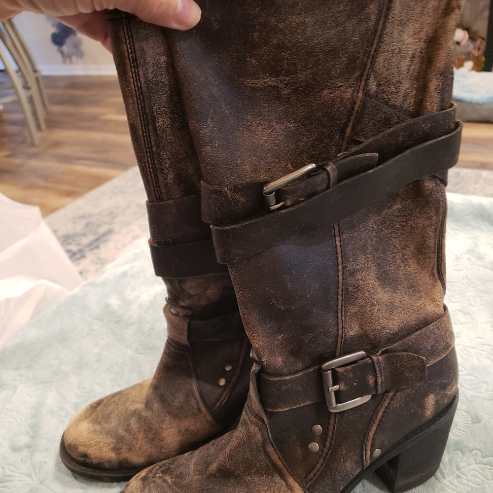 NINE WEST Womens Brown Leather NWDIMARIS Fashion Riding Boot Sz Size 6.5 M